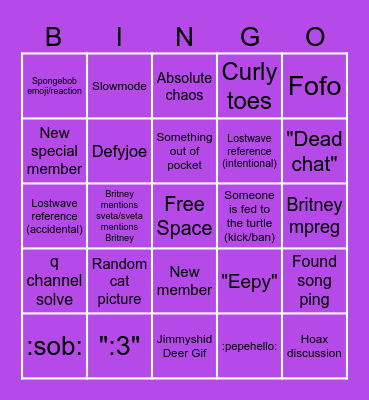 FMM Bingo Card