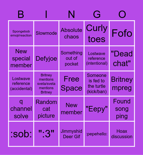 FMM Bingo Card