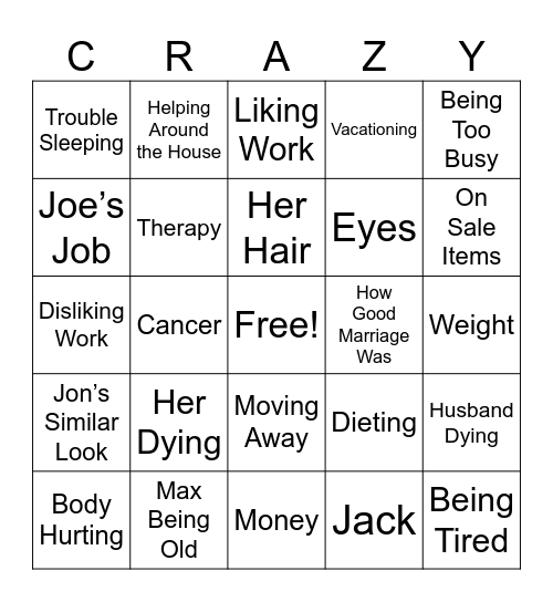 Crazy Bingo Card