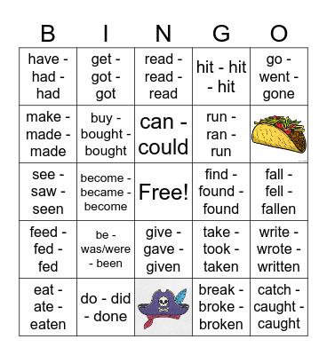 IRREGULAR VERBS Bingo Card