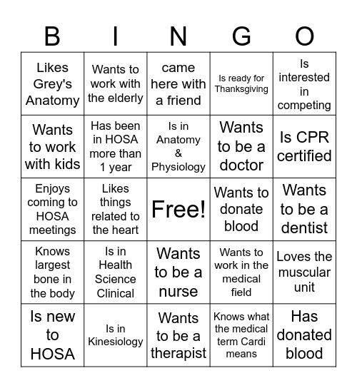 HOSA BINGO Card