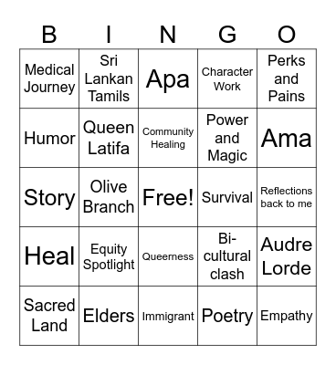 Using Comedy to Heal Trauma Bingo Card