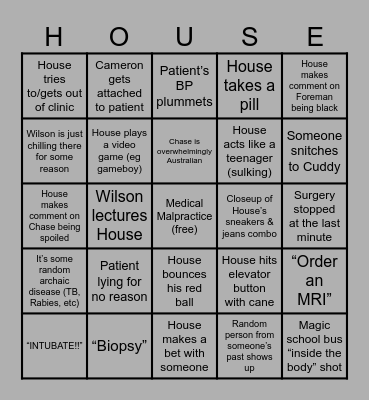 House MD Bingo Card