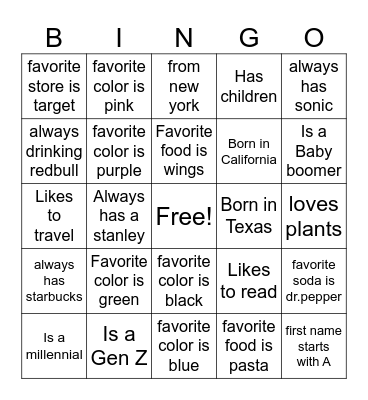 Bingo ice breaker Bingo Card