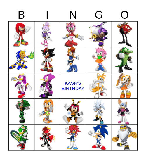 SONIC THE HEDGEHOG Bingo Card