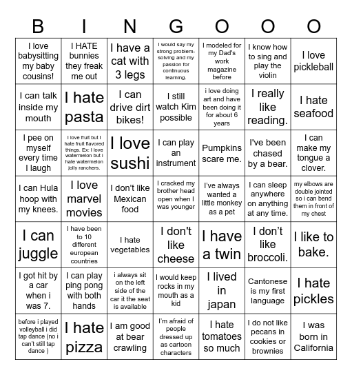 Dynamic Duo Bingo Card