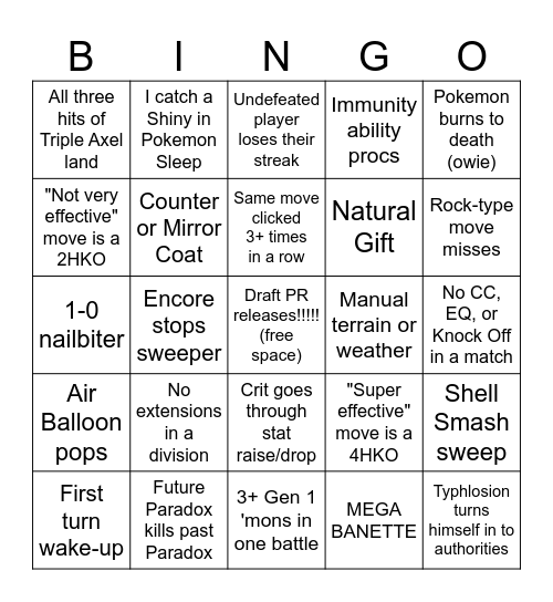 C2GS Draft League Season 5 Week 4 Bingo Card