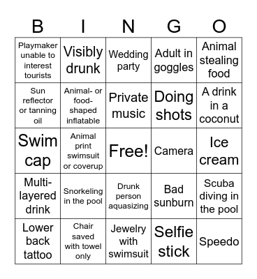 Poolside bingo Card