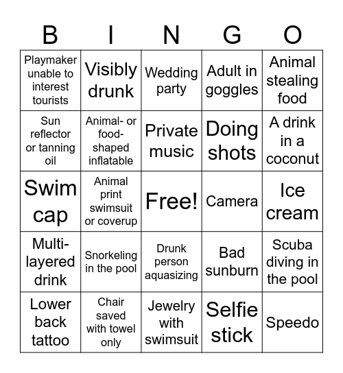 Poolside bingo Card