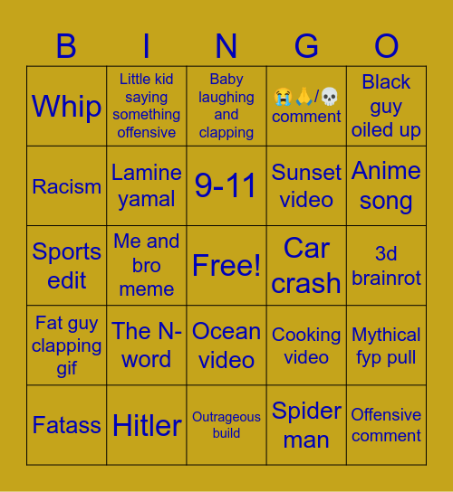 Instagram bingo Card