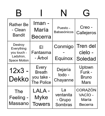 BINGO MUSICAL Bingo Card
