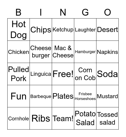 Barbeque  Bingo Card