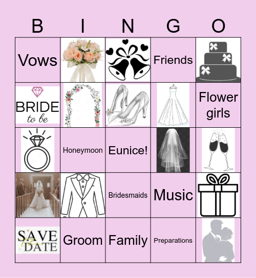 Bridal Shower Bingo Card