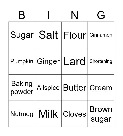 Thanksgiving Bingo Card