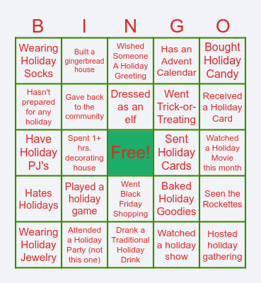 Holiday Bingoooooooo Bingo Card