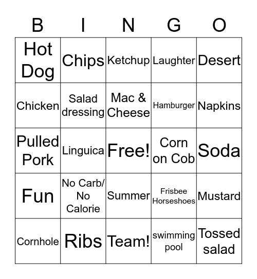 Barbeque  Bingo Card