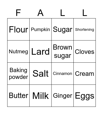 Thanksgiving Bingo Card