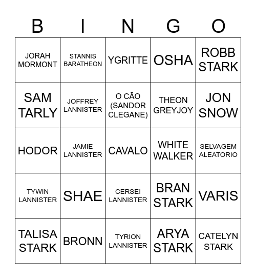 GOT DEATHPOOL: SEASON 3 Bingo Card