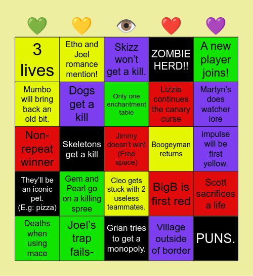 LIFE SERIES BINGO!! Bingo Card