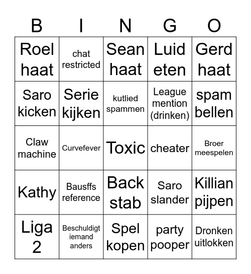 Gay Laurens Bingo Card