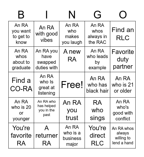 Staff Appreciation Bingo Card