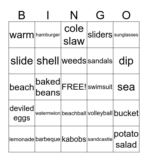 Summer Bingo!!! Bingo Card