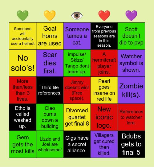 Life series! Bingo Card