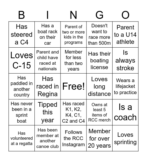 RCC Bingo Card