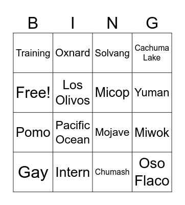 FSA Bingo Card
