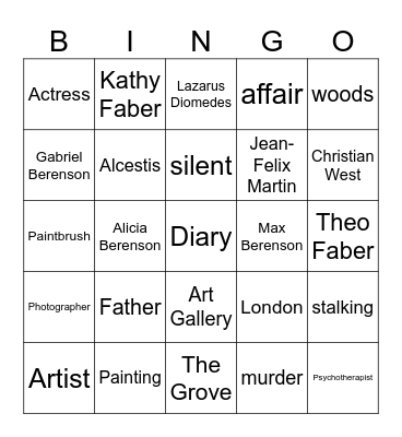 The Silent Patient Bingo Card