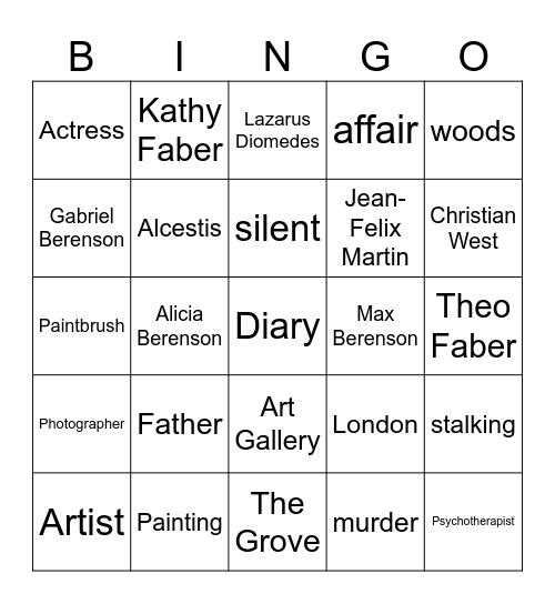 The Silent Patient Bingo Card