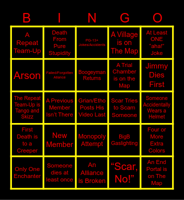 Life Series 6 Bingo Card