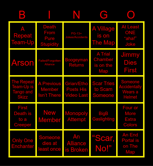 Life Series 6 Bingo Card