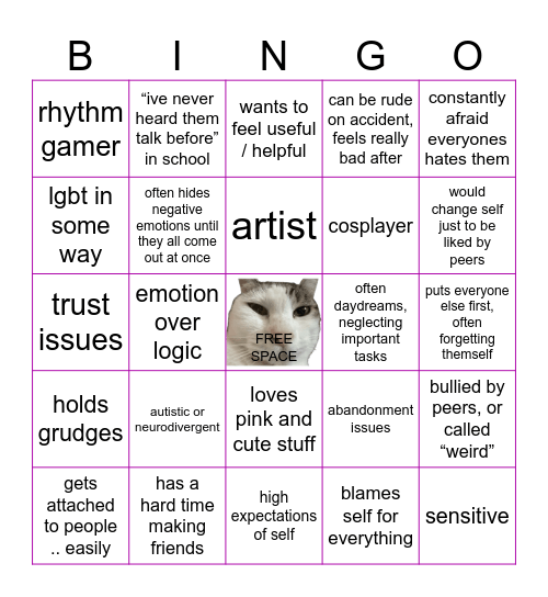 ALITA KINNIE BINGO Card