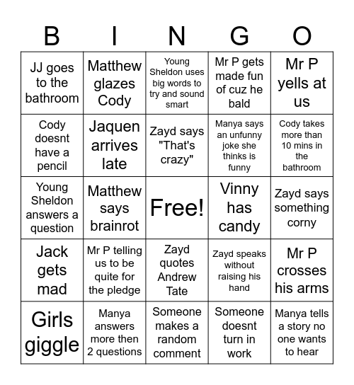 AP Human Bingo Card