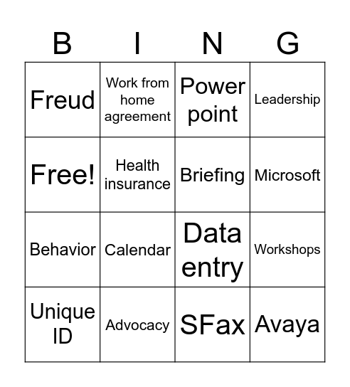 FSA Bingo Card