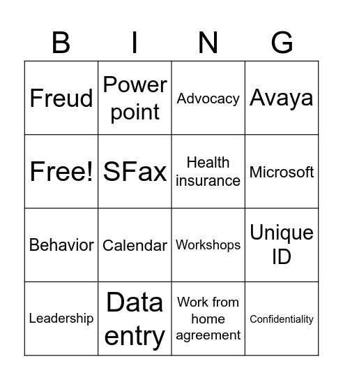 FSA Bingo Card