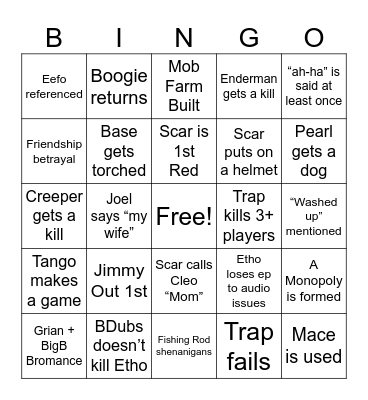 Life Series Bingo Card