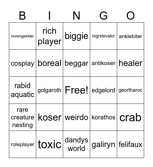 creatures of sonaria bingo Card