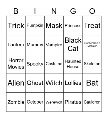Halloween Bingo Card