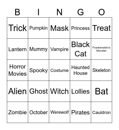 Halloween Bingo Card