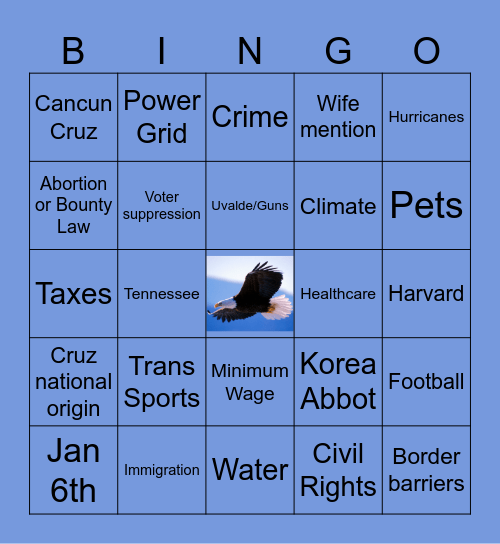 TX Senate Bingo Card