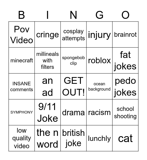 Instagram reels Bingo Card