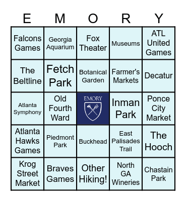 Emory Pediatrics Recruitment Social Bingo Card