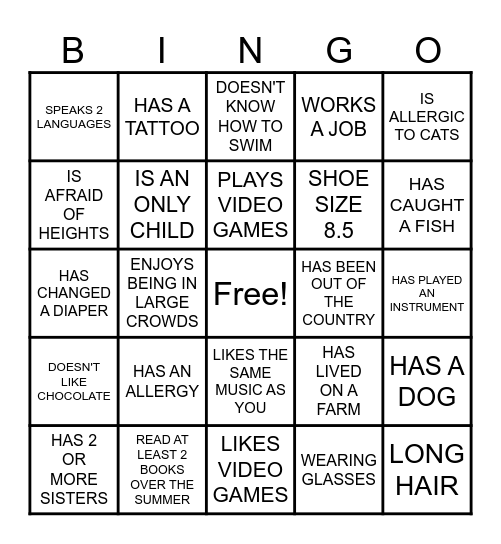 DIVERSITY BINGO Card