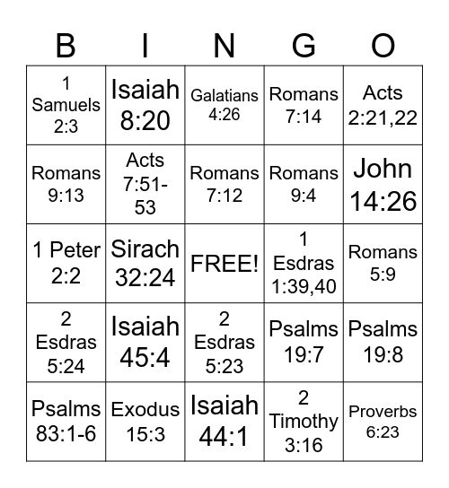 Biblical Bingo Card