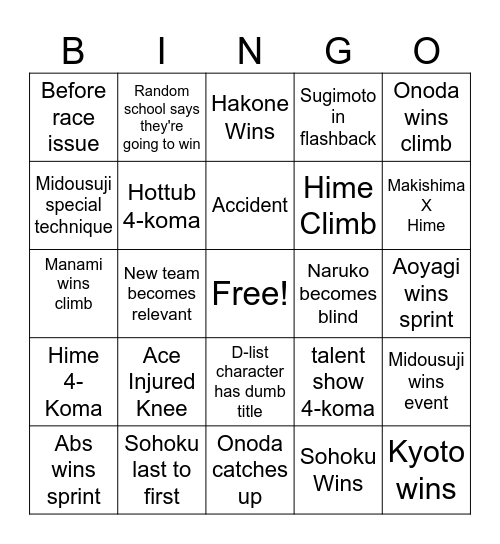 Interhigh 2 Bingo Card
