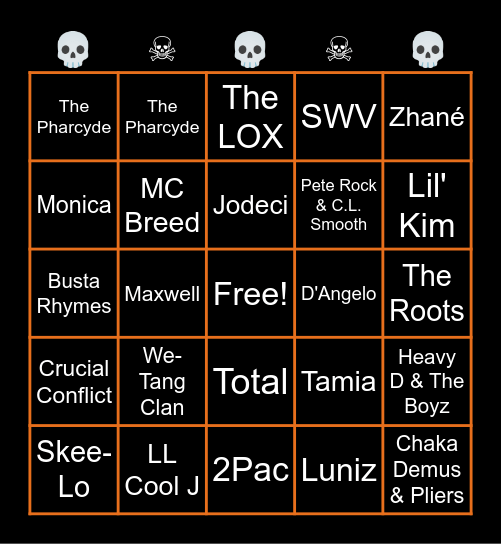 R & B-ingo Bingo Card