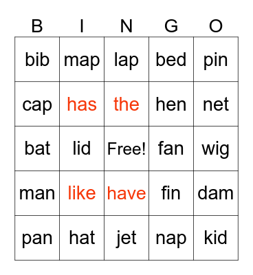 Smart Phonics 2 Bingo Card
