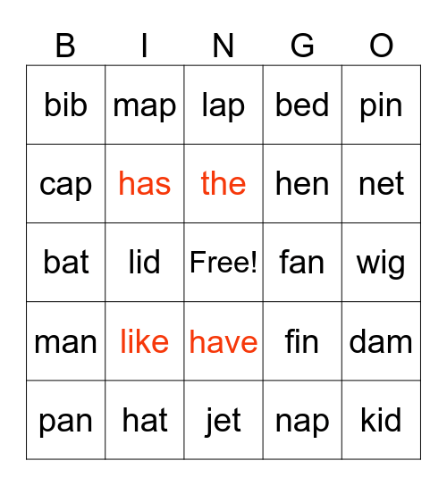 Smart Phonics 2 Bingo Card